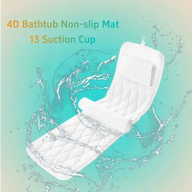 Coussin de Baignoire Corps Entier à Ventouses, Antidérapant, Avec ou Sans Oreiller