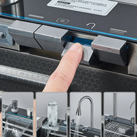 Évier Cuisine Inox 1 Bac Multifonction avec Robinet, 60 à 75 cm