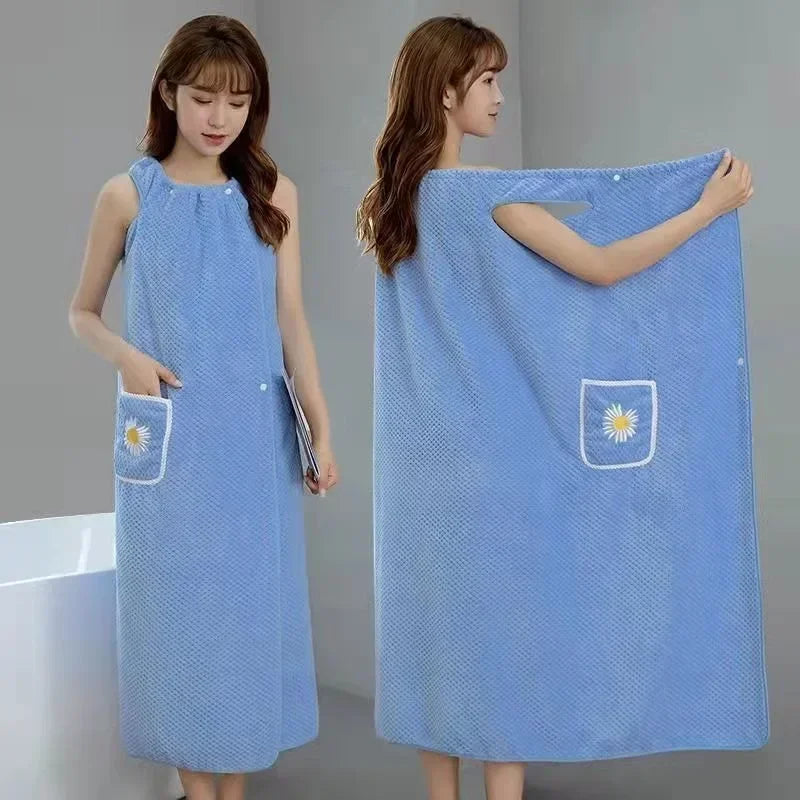 Serviette de Bain Robe pour Femme à Poche Marguerite, 100 x 130 cm
