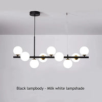 Suspension Cuisine Îlot Globes Verre, 7 à 11 Têtes, Lumière 3 Teintes