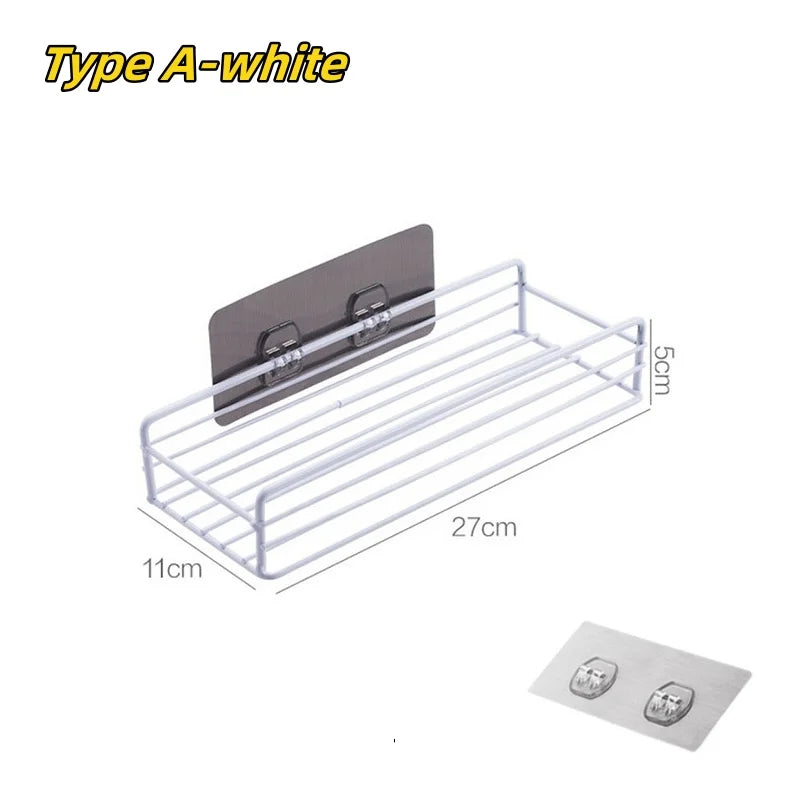 Étagère de Salle de Bain Inox Sans Perçage Droite ou d'Angle