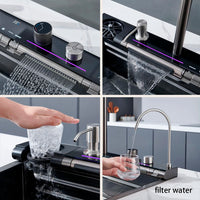 Évier Cuisine Inox Cascade Multifonction, Robinet Inclus, 60 à 80 cm