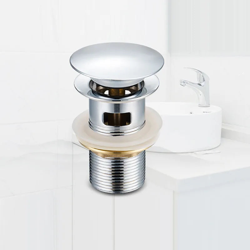 Bonde Lavabo Clic-Clac Pop-Up en Laiton Chromé, avec ou sans Trop-Plein