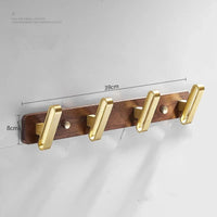 Patère Murale Bois et Aluminium Doré Brossé Multi-Crochets