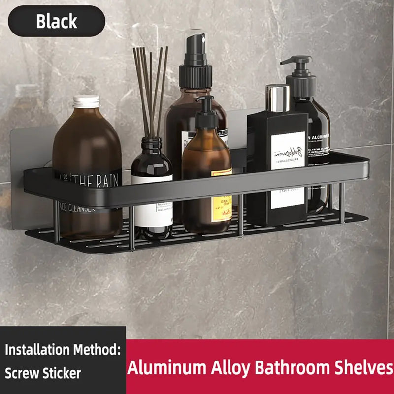 Étagère de Douche d'Angle Aluminium Noir