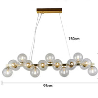 Lustre Suspension Cuisine Bulles de Verre, Cercle Doré, 15 à 25 Globes
