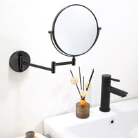 Miroir Grossissant Mural Noir Double Face Bras Extensible 20 cm