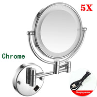 Miroir Grossissant Mural LED Double Face en Laiton 3x ou 5x