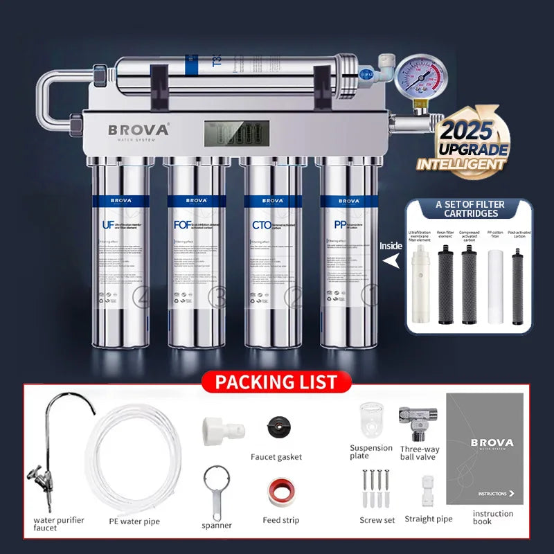 Filtre à Eau Cuisine Ultrafiltration 5 Étapes Inox avec Robinet