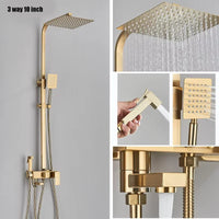 Colonne de Douche Réglable 73 à 116 cm avec Étagère, Noir, Chromé ou Doré