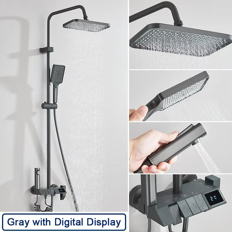 Colonne de Douche Pluie avec Douchette Bidet et Bec de Bain, 5 Finitions