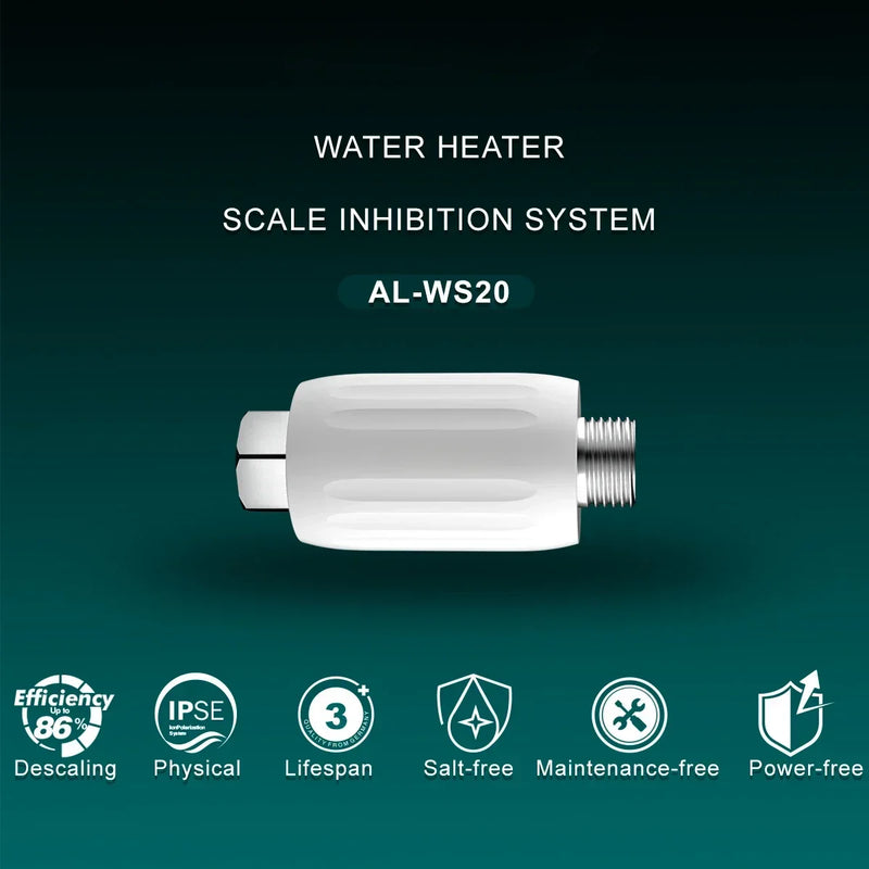 Filtre Anti-Calcaire Arrivée d'Eau pour Chauffe-Eau et Douche, Sans Entretien