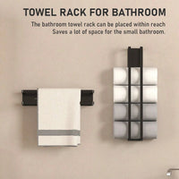 Porte-Serviette Mural Noir Sans Perçage pour Serviettes Roulées, 40 ou 50 cm