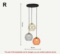 Suspension Cuisine Globes en Verre Coloré Texturé, 1 à 8 Têtes