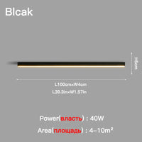 Plafonnier Cuisine LED Linéaire Noir ou Blanc, 60 à 200 cm