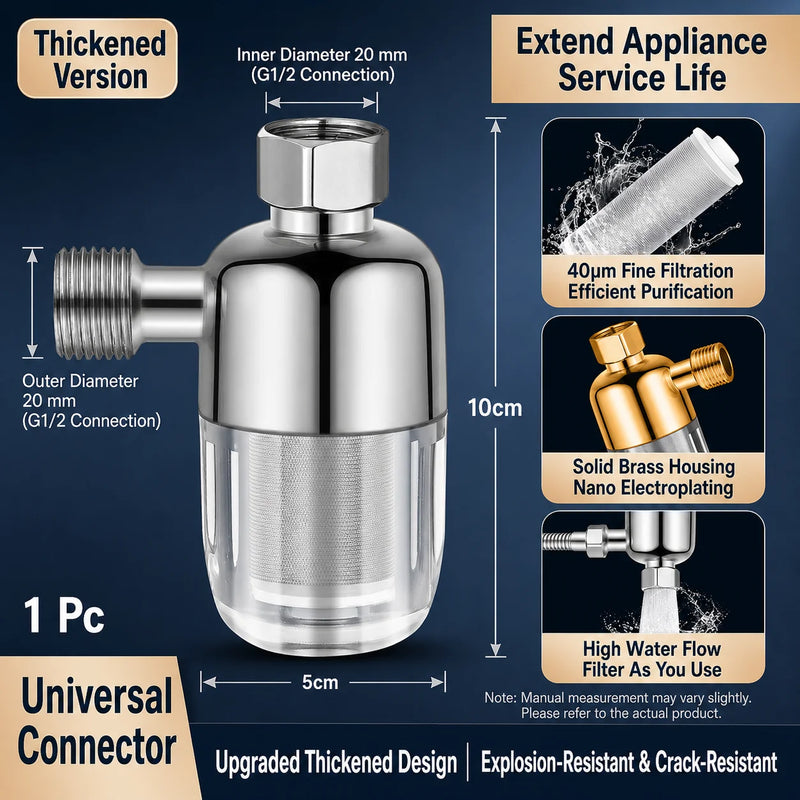 Préfiltre d'Eau 40 Microns Laiton, Maille Inox 316L Lavable, Raccord G 1/2