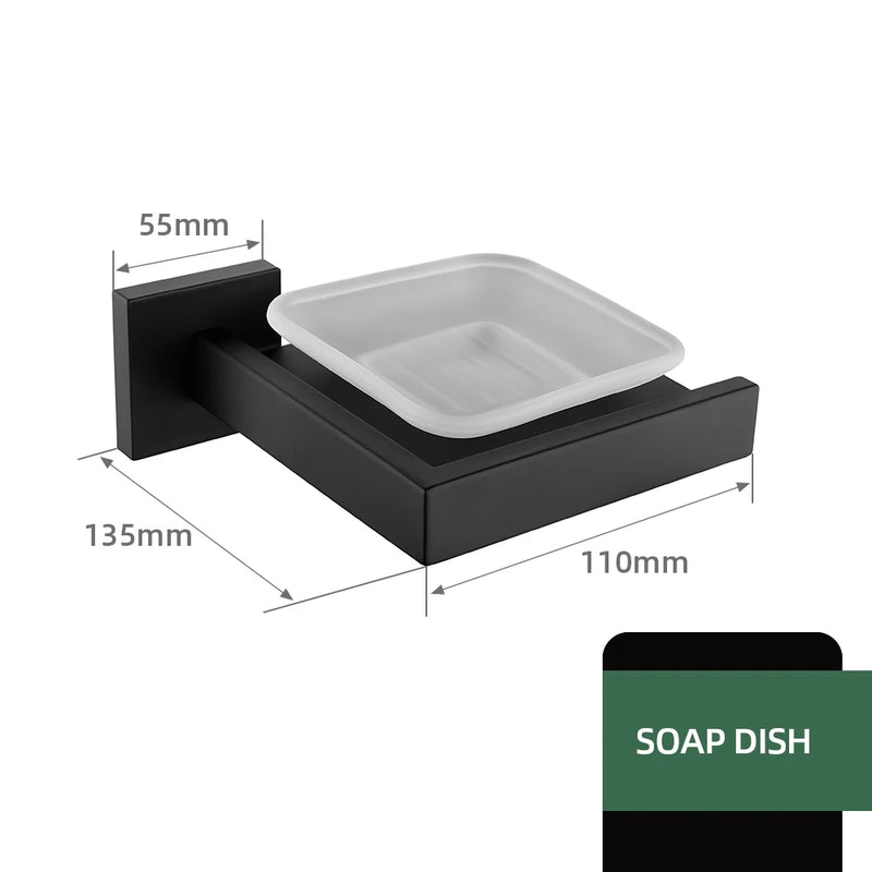 Accessoires Salle de Bain Noir Mat à la Pièce, 21 Articles