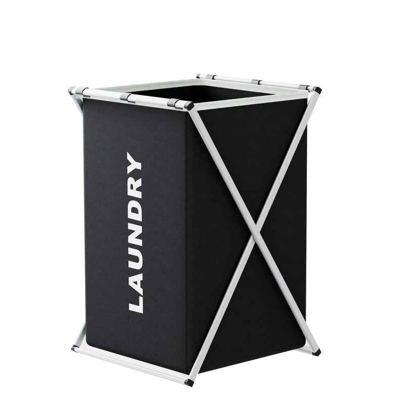 Panier à Linge Pliable 1 à 3 Compartiments, Cadre en X, Noir ou Gris