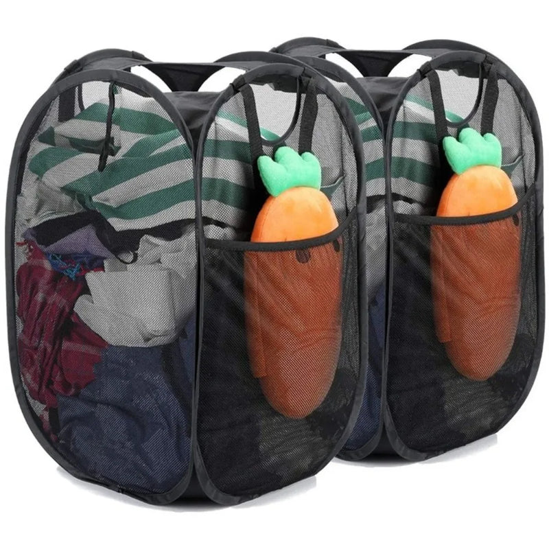 Panier à Linge Pliable Ventilé Noir et Blanc, Plusieurs Tailles