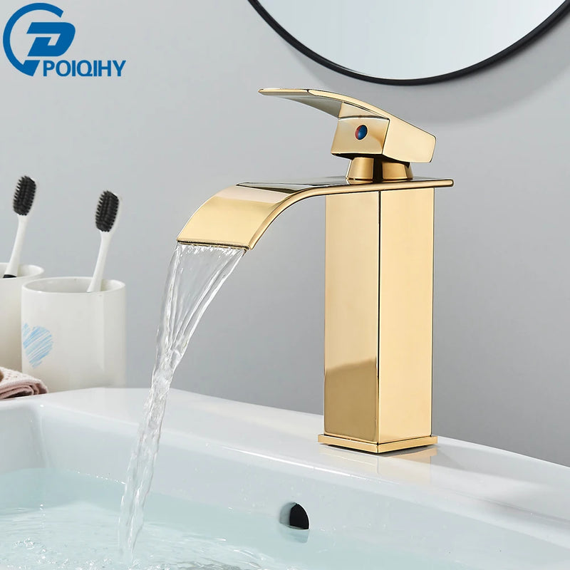 Mitigeur Lavabo Cascade Carré Noir Mat