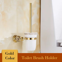Ensemble d'Accessoires de Salle de Bain Doré à Cristaux