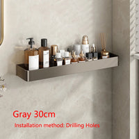 Étagère Salle de Bain Murale Aluminium Noir ou Gris, 30 ou 40 cm