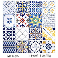 Lot de 16 Stickers Carrelage Adhésifs Motif Aquarelle