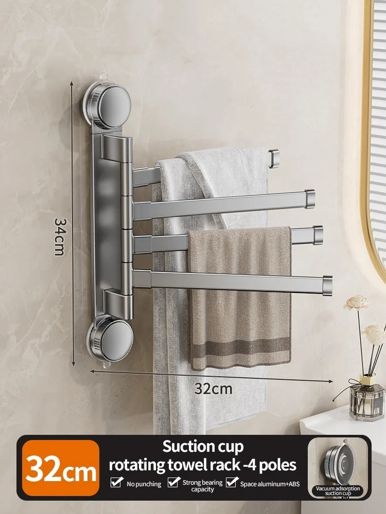 Porte-Serviette Rotatif Ventouse Pliable Aluminium