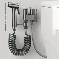 Robinet d'Angle Double Sortie, Douchette WC en Option, Noir Chromé Gris