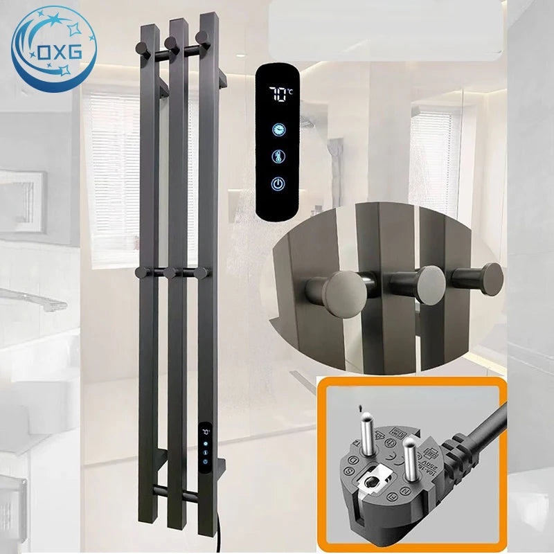 Sèche-Serviette Électrique Mural Vertical 3 ou 4 Barres Inox 98 cm