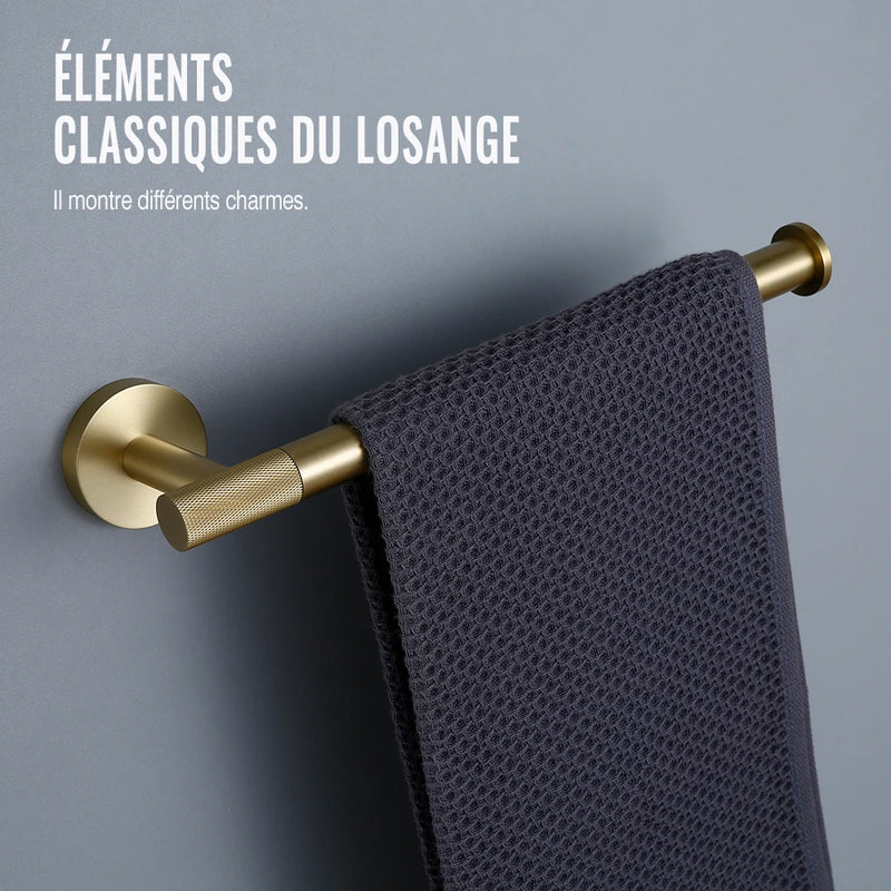 Porte-Serviette Mural Doré Brossé Kit Modulable