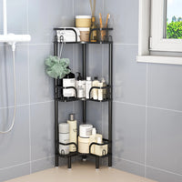 Étagère d'Angle Salle de Bain Métal sur Pied, 2 à 4 Niveaux