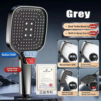 Pommeau de Douche Carré Haute Pression 4 Modes Noir