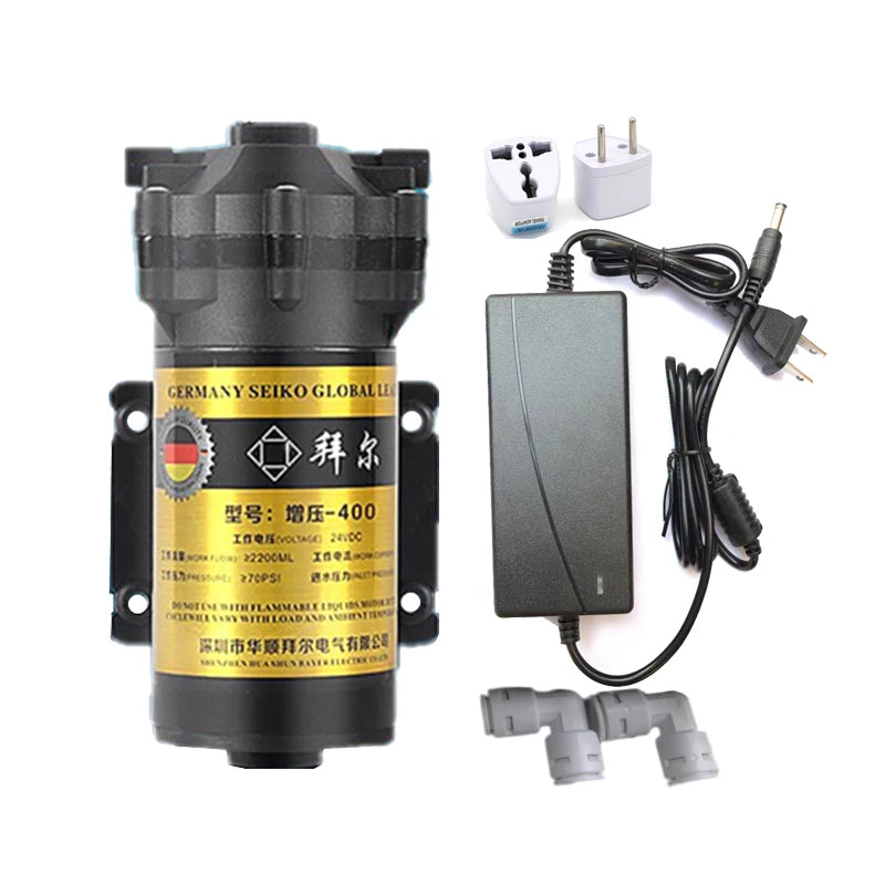 Pompe de Surpression Osmoseur 24 V avec Adaptateur, 400 à 1 200 GPD