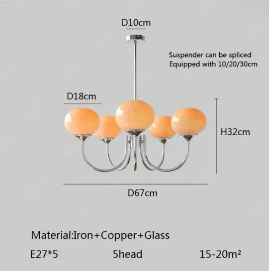 Suspension Cuisine Lustre Verre Rose, 3 ou 5 Têtes, Doré ou Chromé