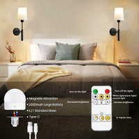 Applique Salle de Bain Sans Fil Rechargeable Noire avec Télécommande