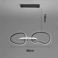 Suspension Cuisine LED Anneaux Entrelacés, 80 à 180 cm