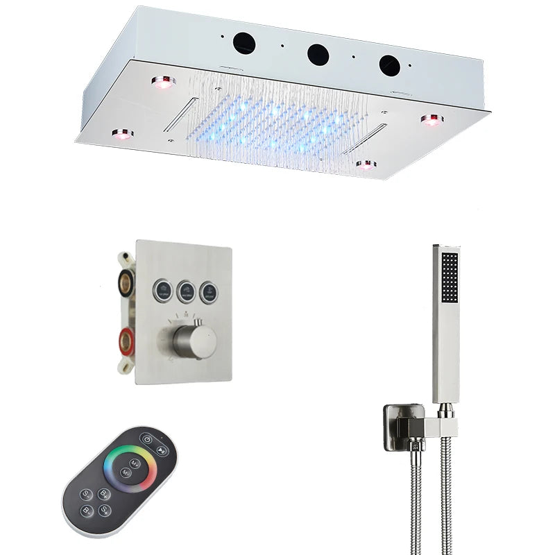 Douche Encastrable LED Plafond Cascade Noir Mat