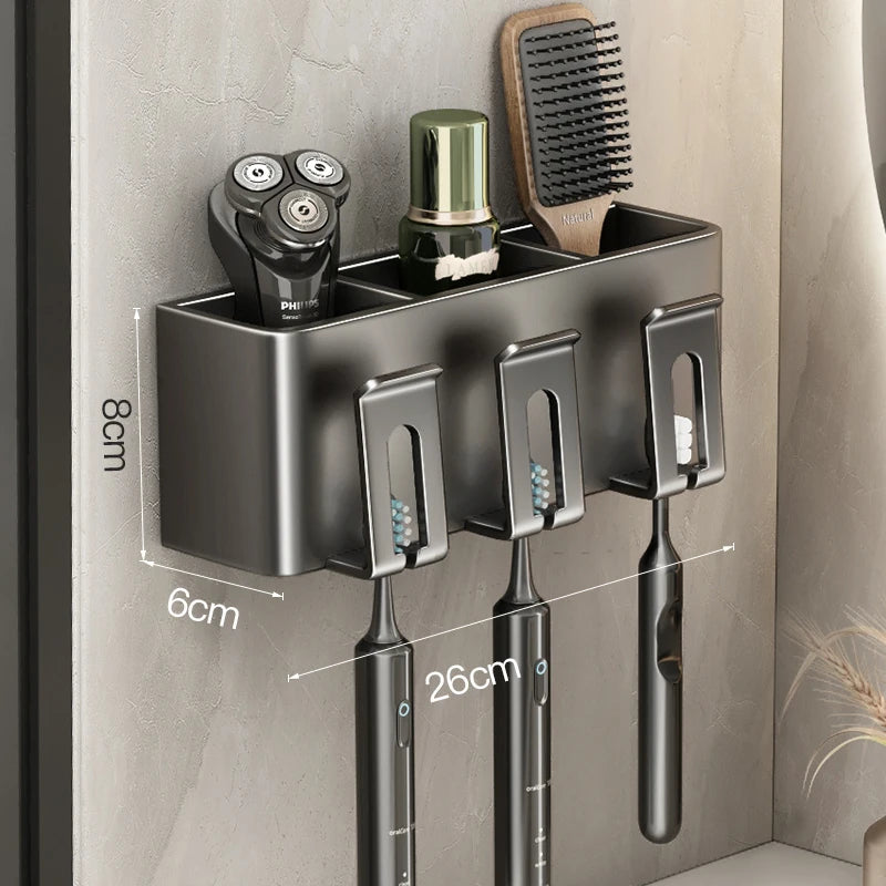 Porte-Brosse à Dents Mural Sans Perçage avec Gobelets, 2 à 4 Places
