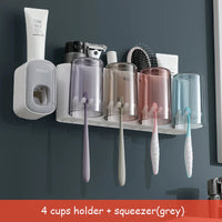 Porte-Brosse à Dents Mural Sans Perçage, 2 à 4 Gobelets, Distributeur Optionnel