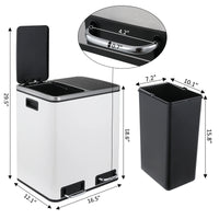 Poubelle de Cuisine Tri Sélectif 30 L, Noir, Inox ou Blanc