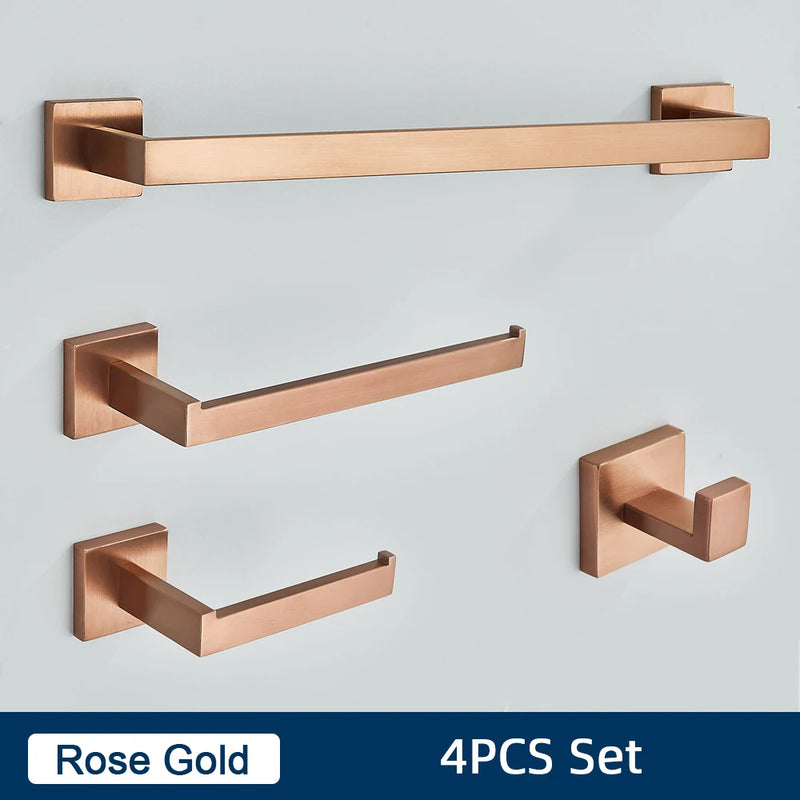 Ensemble Accessoires Salle de Bain Inox 4 Pièces