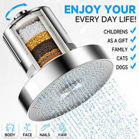 Pommeau de Douche Pluie 15 cm avec Filtre 15 Étages, Noir ou Argent
