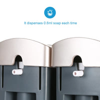 Distributeur de Savon Mural Double Tête 2 x 300 ml, Gris, Champagne ou Blanc