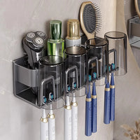 Porte-Brosse à Dents Électrique Mural, 2 à 6 Gobelets, Gris ou Blanc