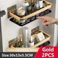 Étagère de Salle de Bain d'Angle Sans Perçage 2 Niveaux