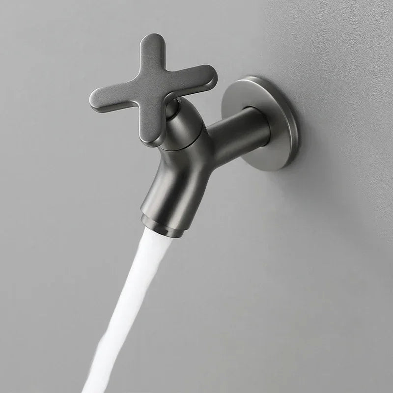 Robinet Lave-Main Mural Eau Froide à Croisillon en Laiton, 4 Coloris