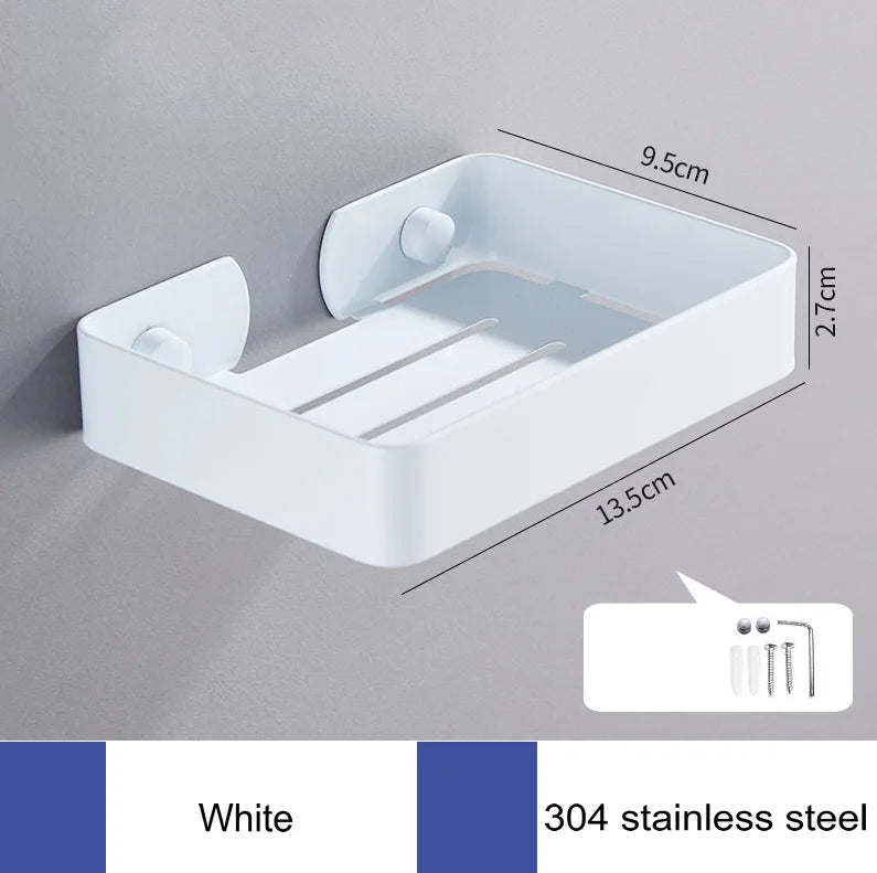 Porte-Savon Mural en Inox Grillagé avec Vidange