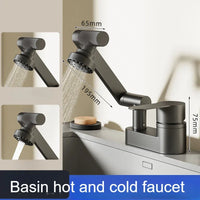 Mitigeur Lavabo Double Trou à Bras Articulé 195 mm, Chromé ou Gris Anthracite