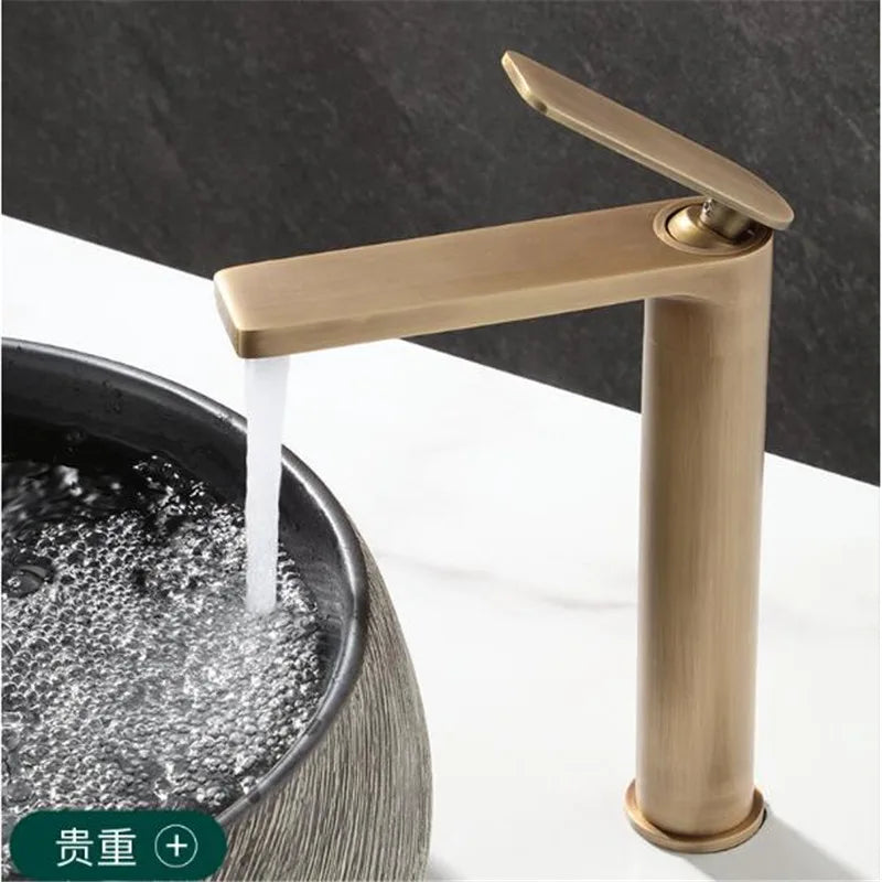 Mitigeur Lavabo Bronze Antique et Bonde Assortie, à la Pièce